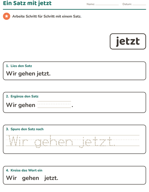 Vorschau: Lernwörter-Arbeitsblatt für Kindergarten