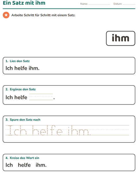 Vorschau: Lernwörter-Arbeitsblatt für Kindergarten