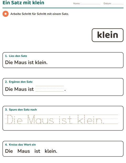 Vorschau: Lernwörter-Arbeitsblatt für Kindergarten