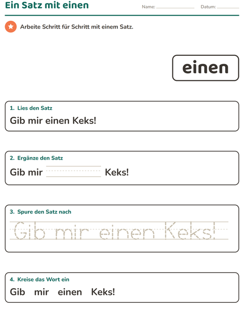 Vorschau: Lernwörter-Arbeitsblatt für Kindergarten