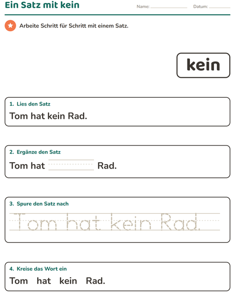 Vorschau: Lernwörter-Arbeitsblatt für Kindergarten