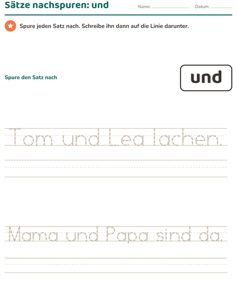 Vorschau: Lernwörter-Arbeitsblatt für Kindergarten