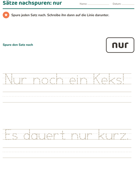 Vorschau: Lernwörter-Arbeitsblatt für Kindergarten