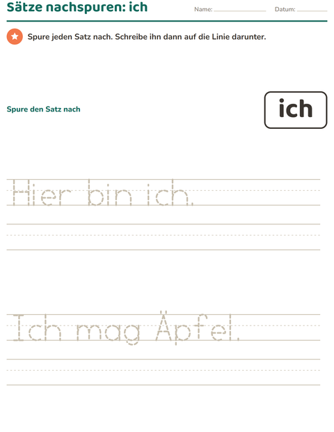 Vorschau: Lernwörter-Arbeitsblatt für Kindergarten