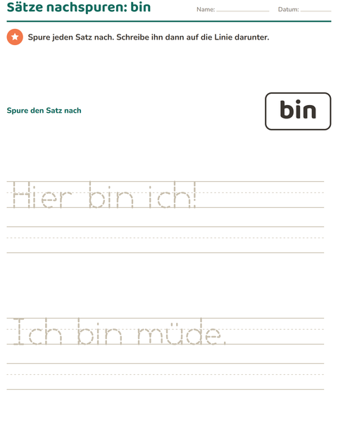 Vorschau: Lernwörter-Arbeitsblatt für Kindergarten
