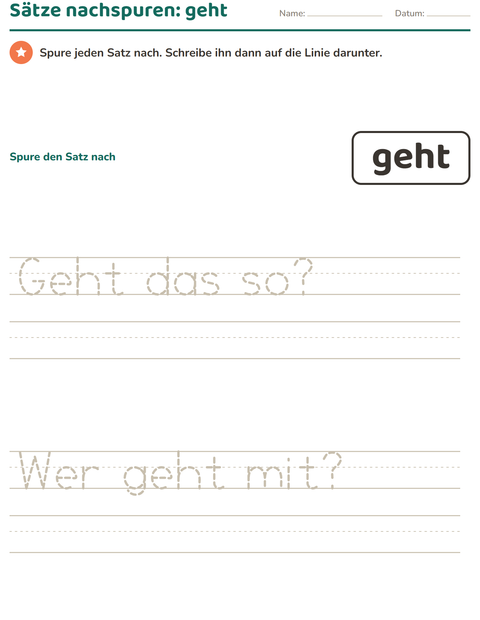 Vorschau: Lernwörter-Arbeitsblatt für Kindergarten
