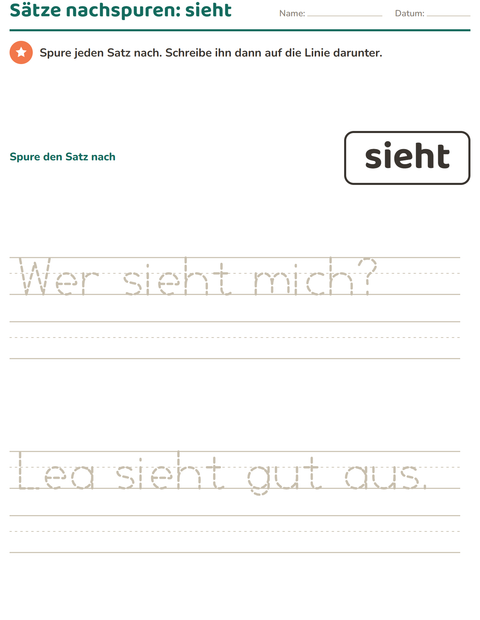 Vorschau: Lernwörter-Arbeitsblatt für Kindergarten