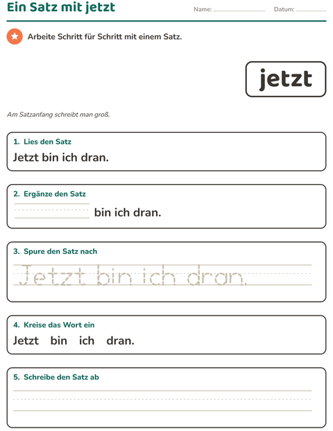 Vorschau: Lernwörter-Arbeitsblatt für Kindergarten