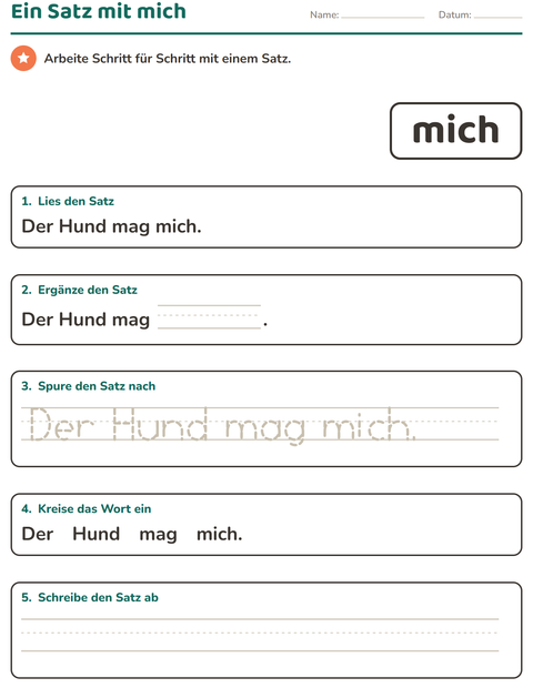 Vorschau: Lernwörter-Arbeitsblatt für Kindergarten