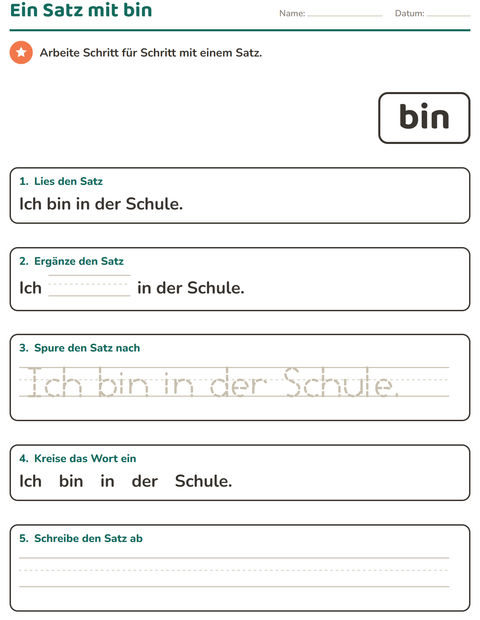 Vorschau: Lernwörter-Arbeitsblatt für Kindergarten
