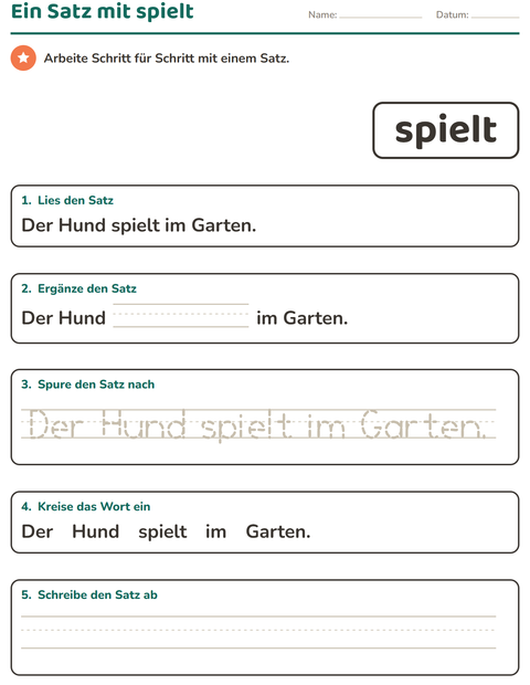 Vorschau: Lernwörter-Arbeitsblatt für Kindergarten