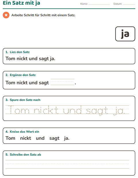 Vorschau: Lernwörter-Arbeitsblatt für Kindergarten