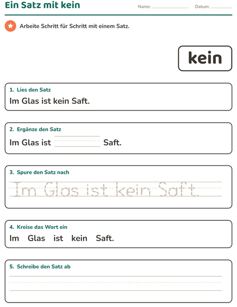 Vorschau: Lernwörter-Arbeitsblatt für Kindergarten