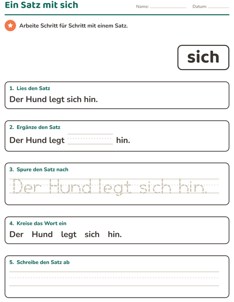 Vorschau: Lernwörter-Arbeitsblatt für Kindergarten