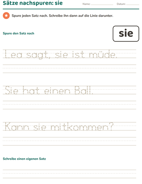 Vorschau: Lernwörter-Arbeitsblatt für Kindergarten