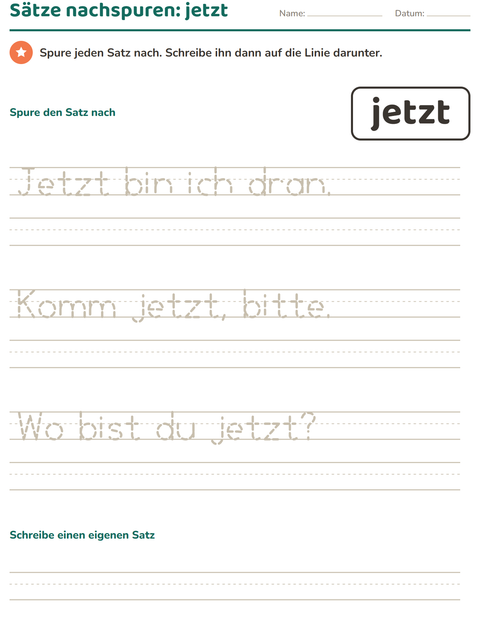 Vorschau: Lernwörter-Arbeitsblatt für Kindergarten