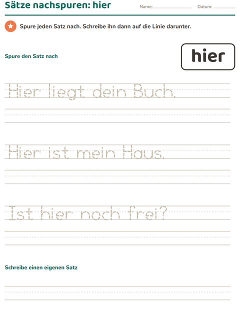 Vorschau: Lernwörter-Arbeitsblatt für Kindergarten