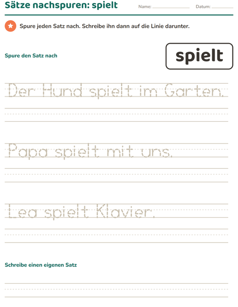 Vorschau: Lernwörter-Arbeitsblatt für Kindergarten