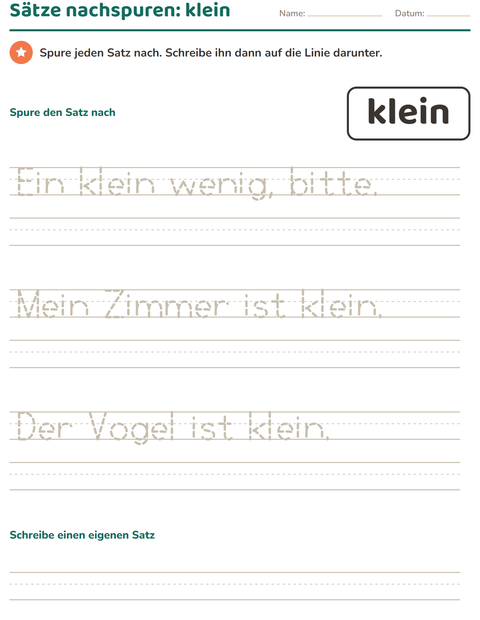 Vorschau: Lernwörter-Arbeitsblatt für Kindergarten