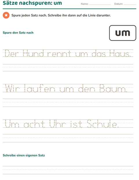 Vorschau: Lernwörter-Arbeitsblatt für Kindergarten