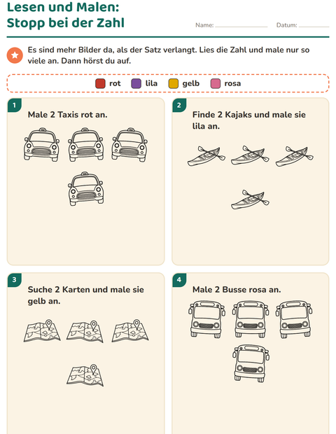 Vorschau: Lese-Mal-Blätter-Arbeitsblatt mit Reisen und Urlaub SW für 1. Klasse