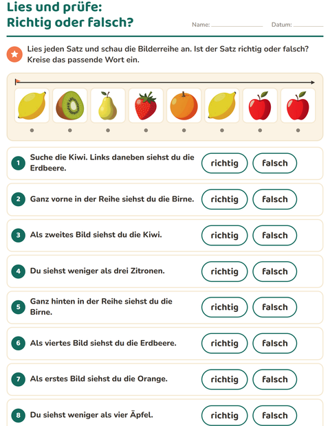 Vorschau: Leseaufträge-Arbeitsblatt mit Im Supermarkt für 1. Klasse