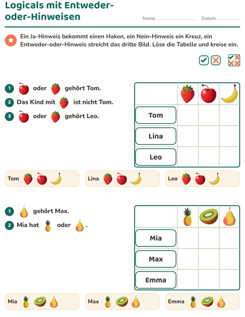 Logicals mit Entweder-oder-Hinweisen
