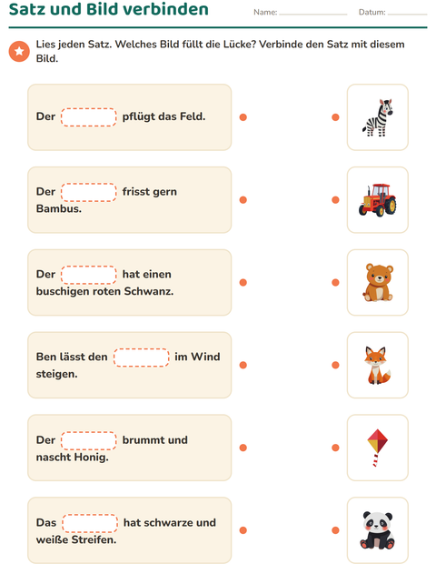 Vorschau: Lückentext-Arbeitsblatt für 1. Klasse