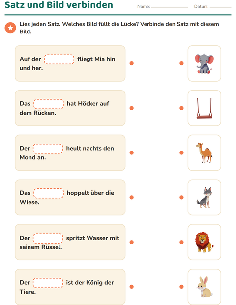 Vorschau: Lückentext-Arbeitsblatt für 1. Klasse
