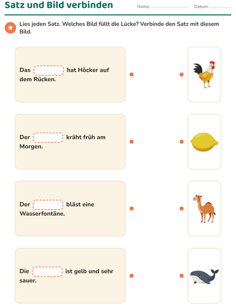 Vorschau: Lückentext-Arbeitsblatt für 1. Klasse