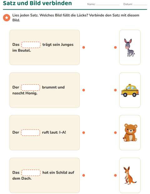 Vorschau: Lückentext-Arbeitsblatt für 1. Klasse
