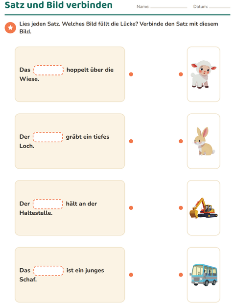 Vorschau: Lückentext-Arbeitsblatt für 1. Klasse