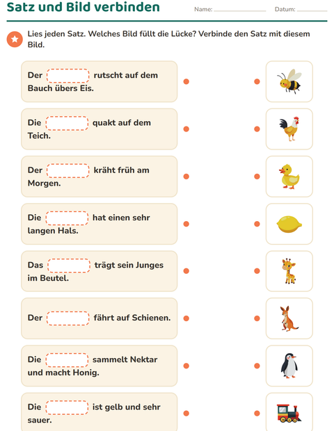 Vorschau: Lückentext-Arbeitsblatt für 1. Klasse