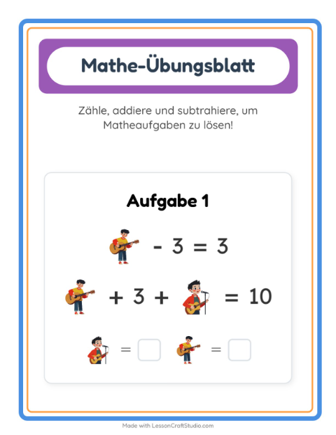Vorschau: Mathe-Arbeitsblatt-Arbeitsblatt mit Berufe für Kindergarten