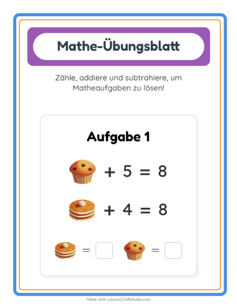 Vorschau: Mathe-Arbeitsblatt-Arbeitsblatt mit Desserts und Süßigkeiten für Kindergarten
