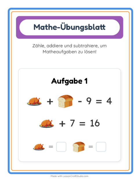 Vorschau: Mathe-Arbeitsblatt-Arbeitsblatt mit Erntedankfest für Kindergarten