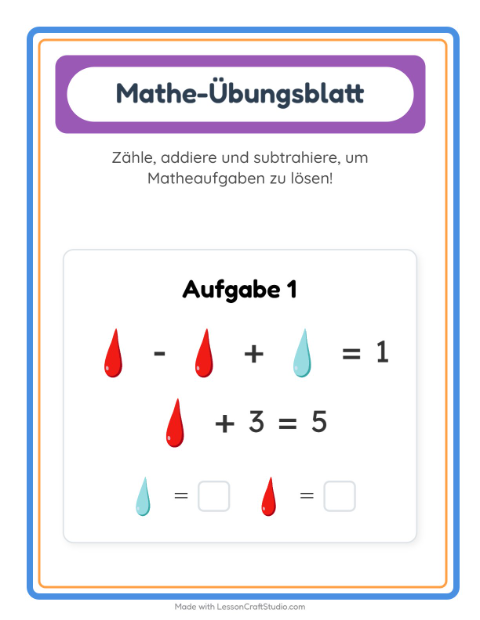 Vorschau: Mathe-Arbeitsblatt-Arbeitsblatt mit Farben für Kindergarten