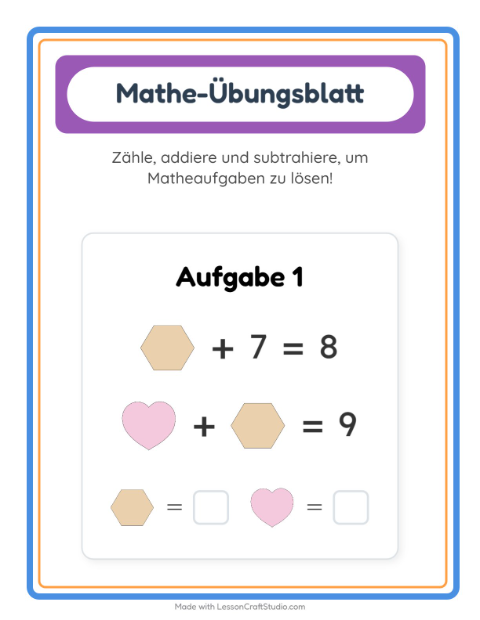 Vorschau: Mathe-Arbeitsblatt-Arbeitsblatt mit Formen für Kindergarten