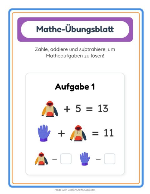 Vorschau: Mathe-Arbeitsblatt-Arbeitsblatt mit Kleidung für Kindergarten