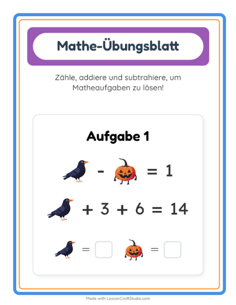 Vorschau: Mathe-Arbeitsblatt-Arbeitsblatt mit Verschiedenes für Kindergarten