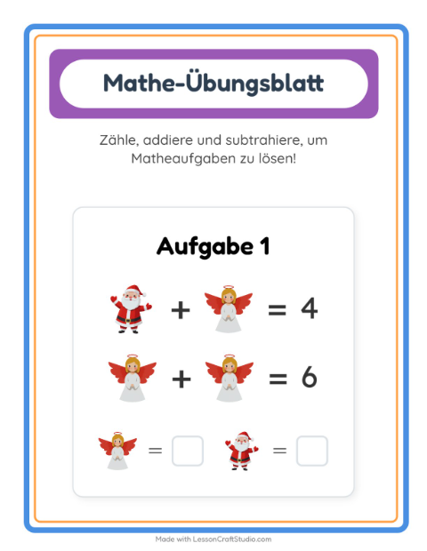 Vorschau: Mathe-Arbeitsblatt-Arbeitsblatt mit Weihnachten für Kindergarten