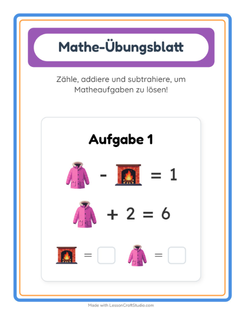 Vorschau: Mathe-Arbeitsblatt-Arbeitsblatt mit Winter für Kindergarten