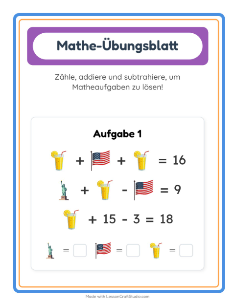 Vorschau: Mathe-Arbeitsblatt-Arbeitsblatt mit 4. Juli für Kindergarten
