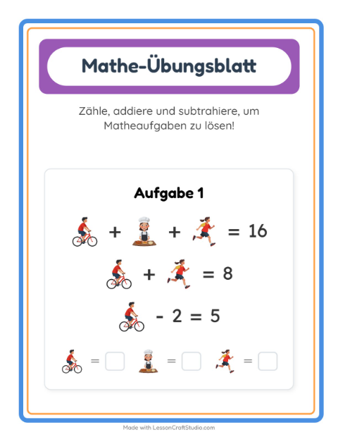 Rechnen – Aktivitäten