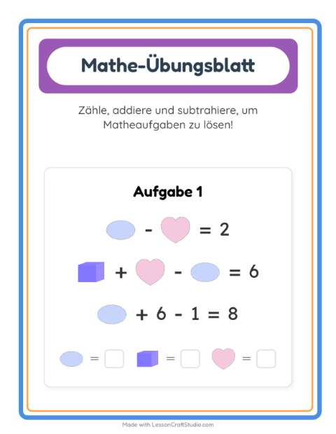 Vorschau: Mathe-Arbeitsblatt-Arbeitsblatt mit Formen für Kindergarten