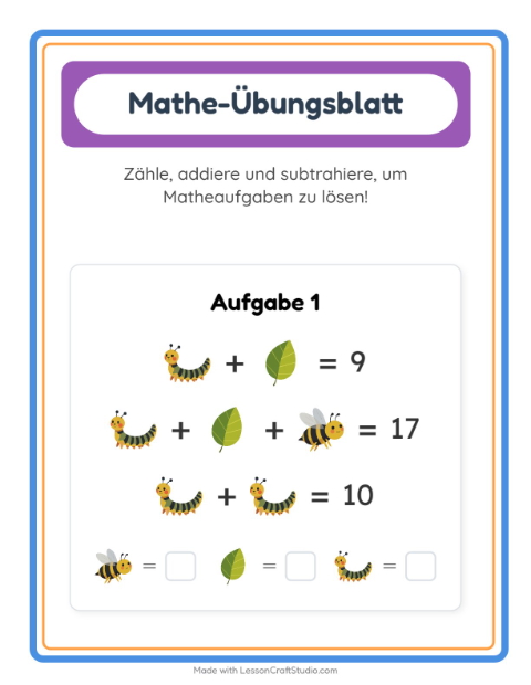Vorschau: Mathe-Arbeitsblatt-Arbeitsblatt mit Frühling für Kindergarten