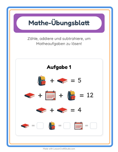 Vorschau: Mathe-Arbeitsblatt-Arbeitsblatt mit Klassenzimmer für Kindergarten