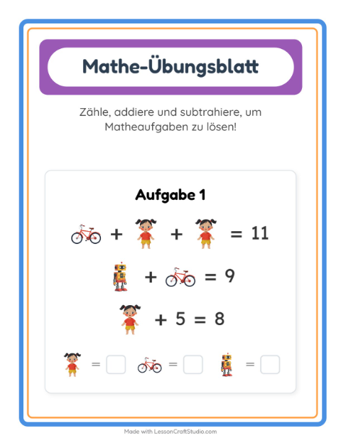 Vorschau: Mathe-Arbeitsblatt-Arbeitsblatt mit Spielzeug für Kindergarten