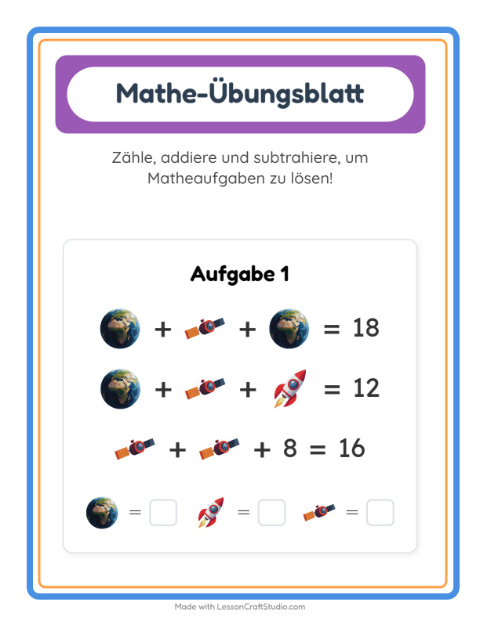 Rechnen – Weltraumsachen