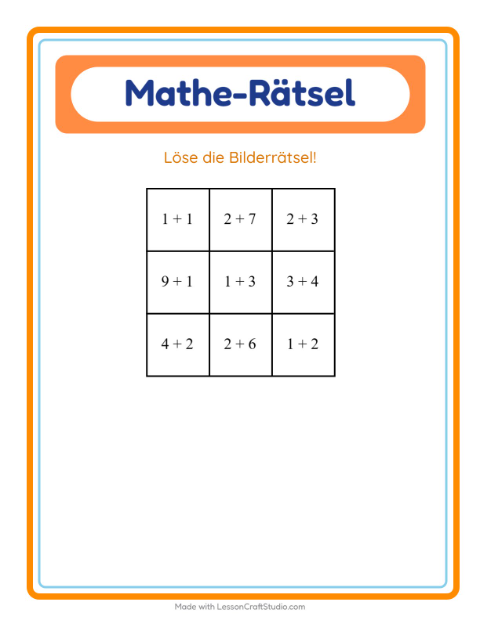 Vorschau: Mathe-Rätsel-Arbeitsblatt mit Kleidung für 1. Klasse